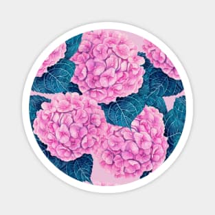 Hydrangea watercolor pattern, pink and blue Magnet